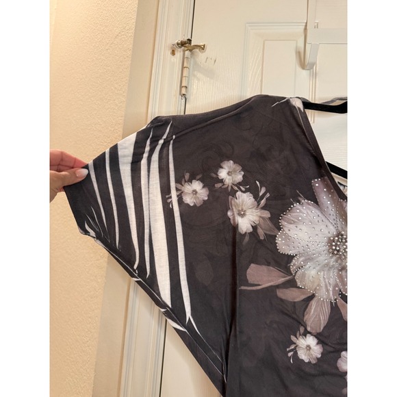 Wet Seal Y2K One Shoulder Rhinestone Floral Top XL Asymmetrical Glam Blouse - Picture 4 of 8